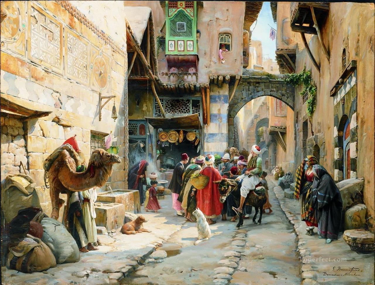 ダマスカスの街並み グスタフ・バウエルンファインド 東洋学者のユダヤ人油絵